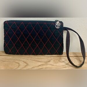 Vera Bradley Black & Red Quilted Wristlet Purse Clutch Makeup Pouch